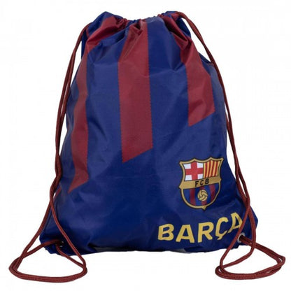 Front - FC Barcelona Stripe Drawstring Bag