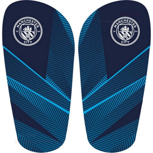 Front - Manchester City FC Childrens/Kids Fuse Shin & Ankle Guards