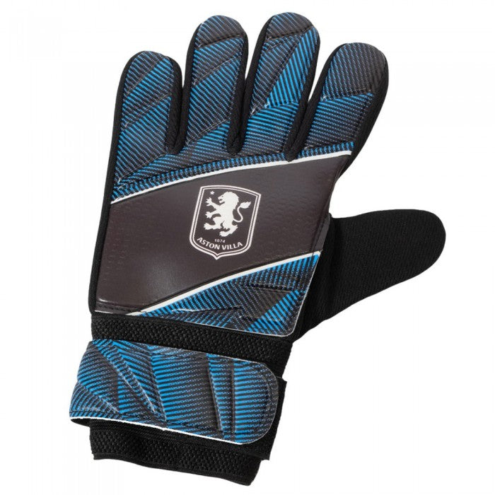 Front - Aston Villa FC Childrens/Kids Fuse Crest Goalkeeper Gloves