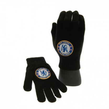 Front - Chelsea FC Childrens/Kids Knitted Gloves