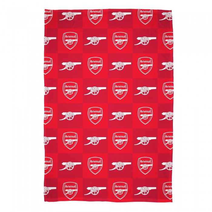 Front - Arsenal FC Polyester Checkered Fleece Blanket