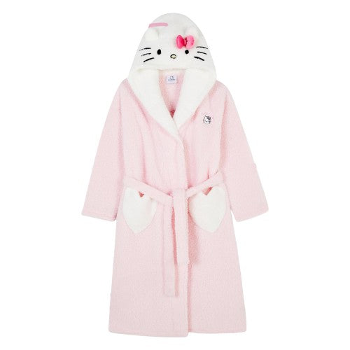 Front - Hello Kitty Womens/Ladies 3D Ears Borg Embroidered Dressing Gown