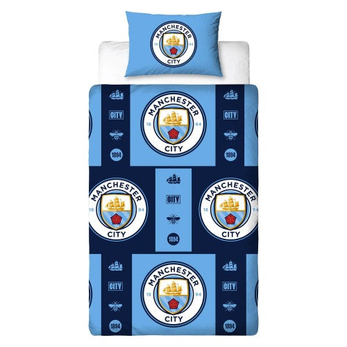 Front - Manchester City FC Reversible Crest Duvet Set
