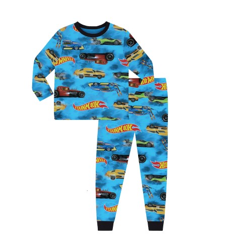 Front - Hot Wheels Childrens/Kids Cars Logo Long Pyjama Set