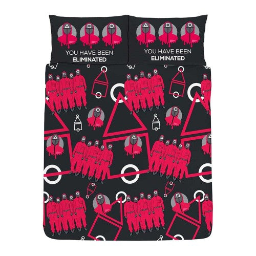 Front - Squid Game Symbols Reversible Duvet Set