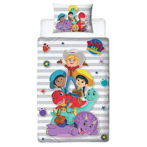 Front - Dino Ranch Sticker Reversible Duvet Set