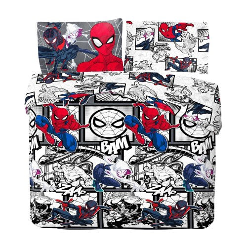Front - Spider-Man Comic Strip Reversible Duvet Set