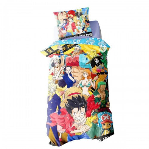 Front - One Piece Straw Hat Crew Luffy Reversible Duvet Set