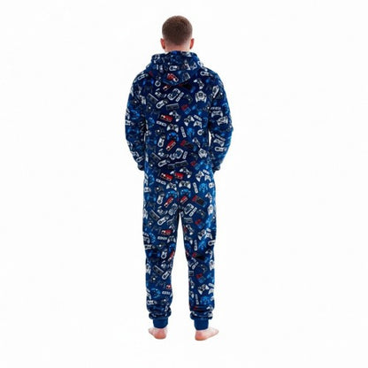 Front - Floso Mens Game Over Game Controller Fleece Jumpsuit