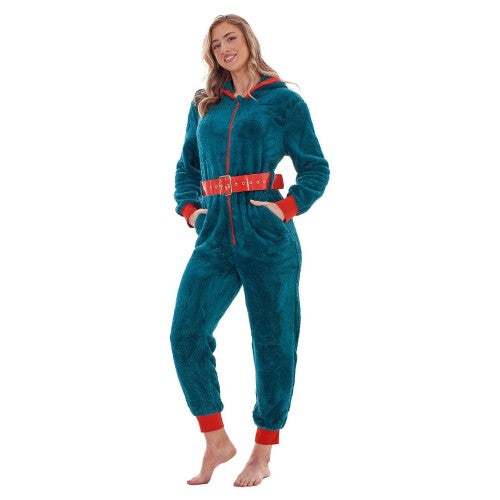 Front - Keanu Womens/Ladies Elf Fleece Hooded Jumpsuit