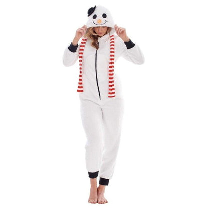 Front - Keanu Womens/Ladies Snowman Fleece Jumpsuit