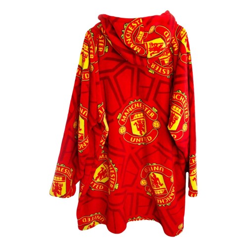 Front - Manchester United FC Childrens/Kids Crest Fleece Oversized Blanket Hoodie