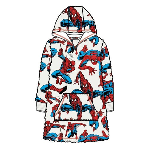 Front - Spider-Man Childrens/Kids All-Over Print Soft Sherpa Lined Oversized Blanket Hoodie