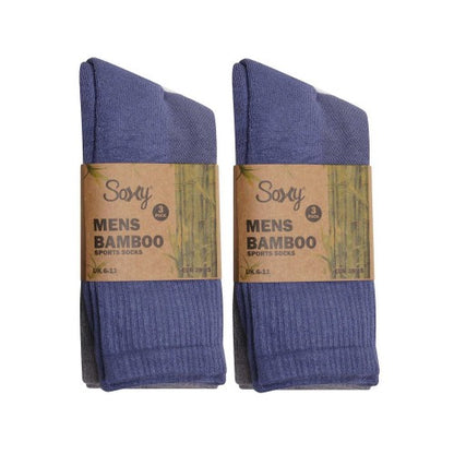 Front - Soxy Mens Calf-Length Bamboo Sport Socks (Pack of 6)