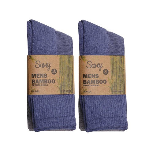 Front - Soxy Mens Calf-Length Bamboo Sport Socks (Pack of 6)
