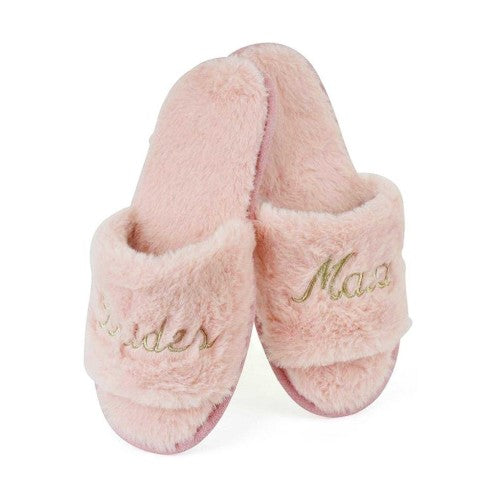 Front - Keanu Womens/Ladies Bridesmaid Glitter Faux Fur Slip-on Mule Slippers