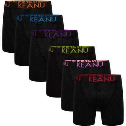 Front - Keanu Mens Neon Cotton Blend Boxer Shorts (Pack of 6)