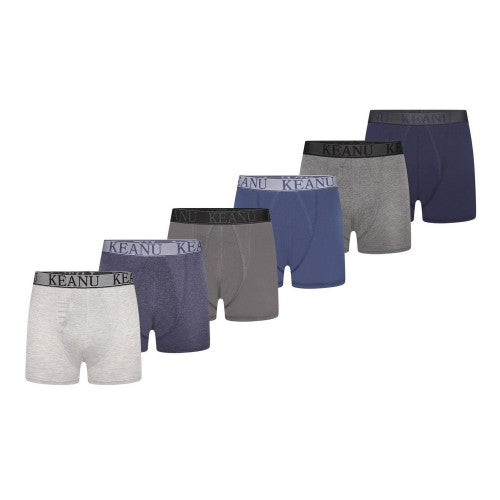 Black-White - Front - Keanu Mens Plain Boxer Shorts (Pack of 6)