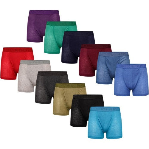 Front - Harte & Soul Mens Plain Bamboo Boxer Shorts (Pack of 12)