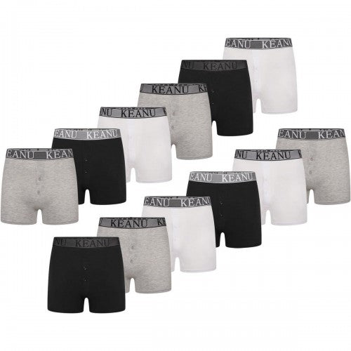 Front - Keanu Mens Boxer Shorts (Pack of 12)