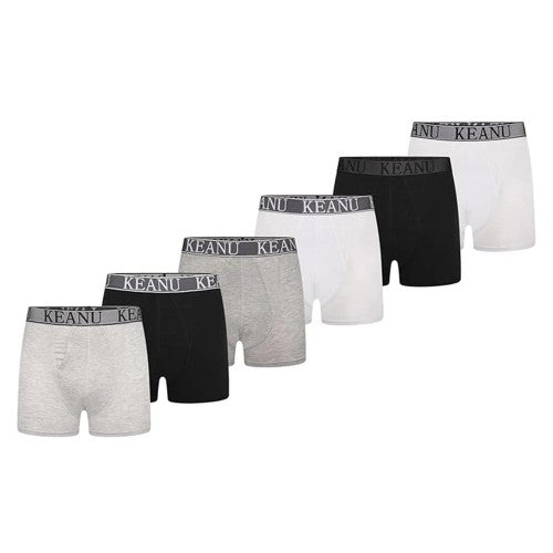 Front - Keanu Mens Plain Boxer Shorts (Pack of 6)