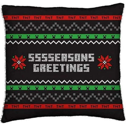 Front - Minecraft Seasons Greetings Square Christmas Filled Cushion