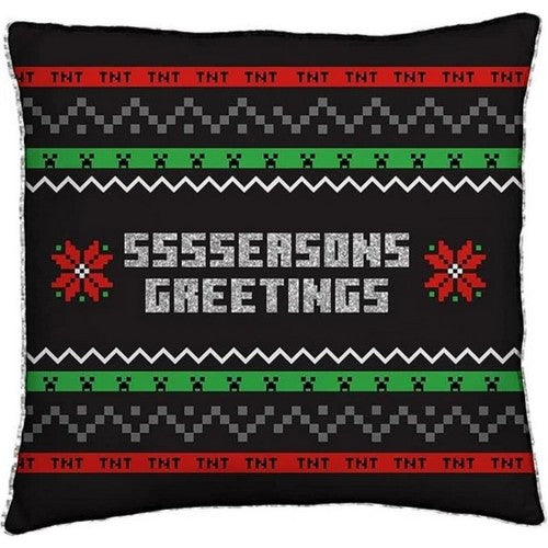Front - Minecraft Seasons Greetings Square Christmas Filled Cushion