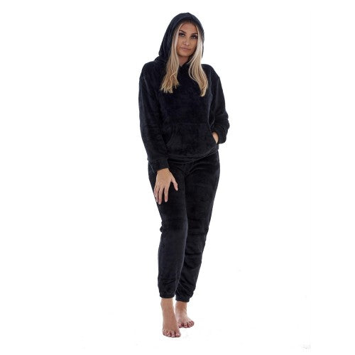 Front - Keanu Womens/Ladies Fleece Pull Over Long Pyjama Set