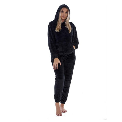Front - Keanu Womens/Ladies Fleece Pull Over Long Pyjama Set