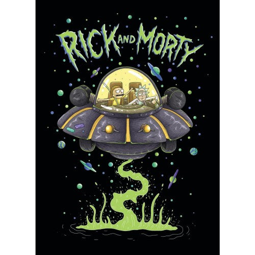 Front - Rick And Morty UFO Space Cruiser Fleece Blanket
