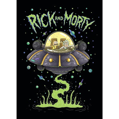 Front - Rick And Morty UFO Space Cruiser Fleece Blanket