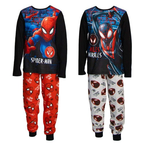 Front - Spider-Man: Miles Morales Childrens/Kids Logo Long Pyjama Set (Pack of 2)