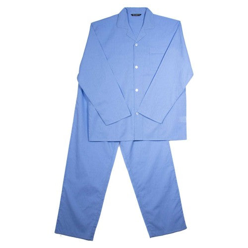 Front - Keanu Mens Woven Chest Pocket Straight Leg Long Pyjama Set