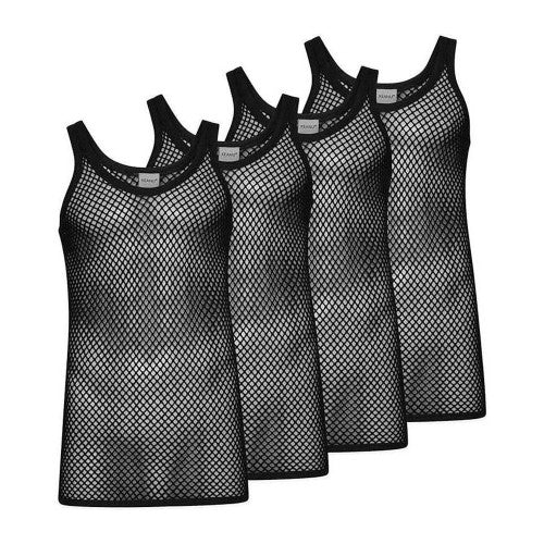 Front - Keanu Mens String Vest Top (Pack of 4)