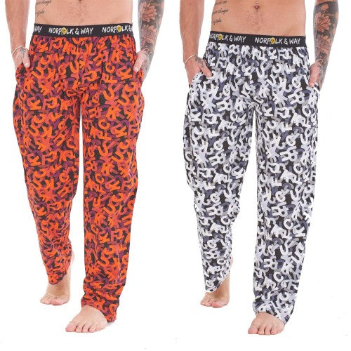 Front - Norfolk & Way Mens Novelty All-Over Print Lounge Pants (Pack of 2)