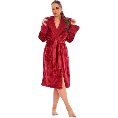 Front - Keanu Womens/Ladies Shimmer Sherpa Fleece Dressing Gown