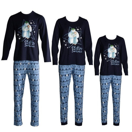 Front - The Snowman Mens Polar Bear Christmas Long Pyjama Set