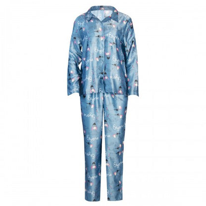 Front - Winnie the Pooh Girls Eeyore Satin Straight Leg Long Pyjama Set