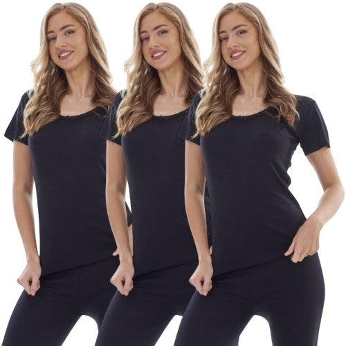 Front - Heatforce Womens/Ladies Short-Sleeved Thermal Top (Pack of 3)