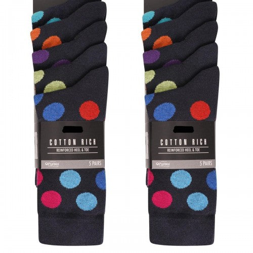 Front - Ex Store Mens Spotted Cotton Socks (Pack of 10)