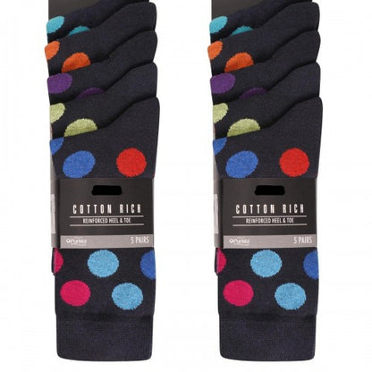 Front - Ex Store Mens Spotted Cotton Socks (Pack of 10)