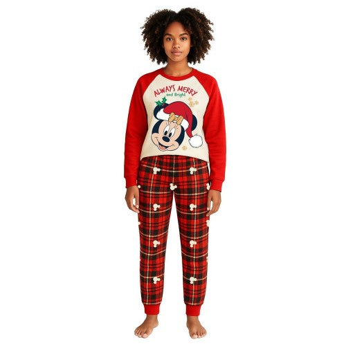 Front - Disney Womens/Ladies Always Merry And Bright Minnie Mouse Christmas Long Pyjama Set