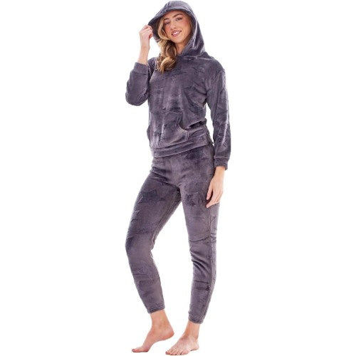 Front - Keanu Womens/Ladies Star Fleece Long Pyjama Set