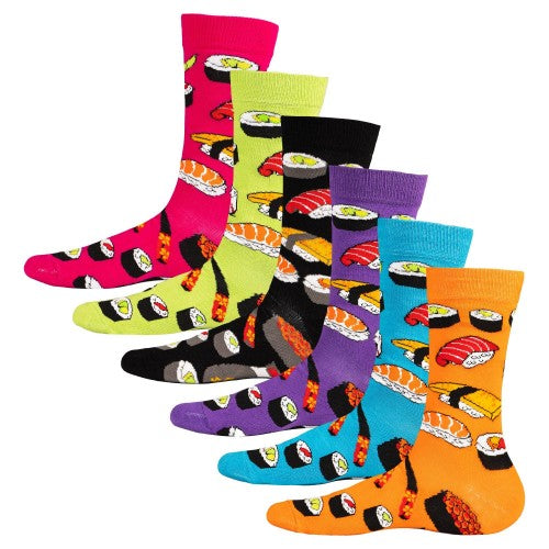Front - Floso Unisex Adult Sushi Socks (Pack of 6)
