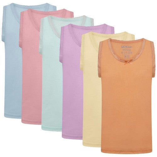 Front - KidCollection Girls Vest Top (Pack of 6)