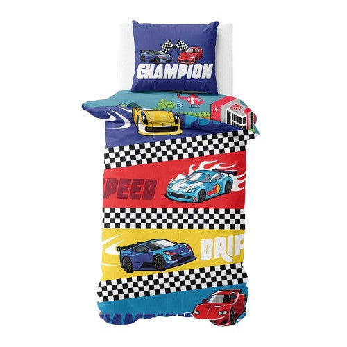 Front - K Collection Champion Road Track Panel Duvet Set
