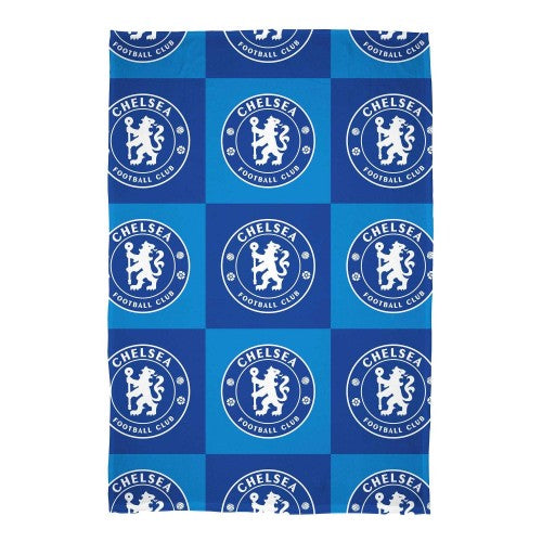 Front - Chelsea FC Polyester Checkered Fleece Blanket