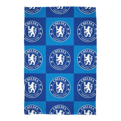 Front - Chelsea FC Polyester Checkered Fleece Blanket