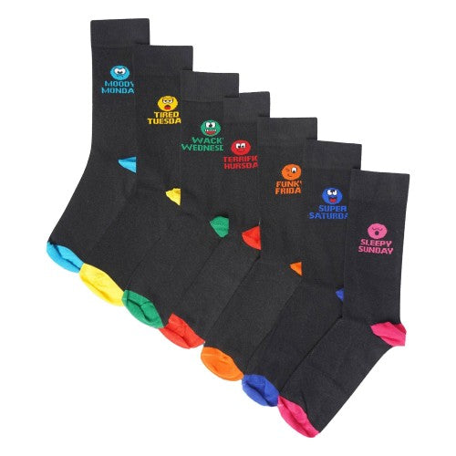 Front - Public Dealz Mens Mood Of The Week Socks (Pack of 7)