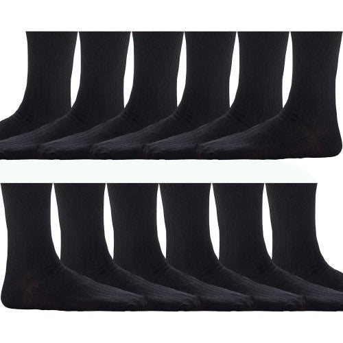 Front - Public Dealz Childrens/Kids Plain Cotton Ribbed Socks (Pack of 12)